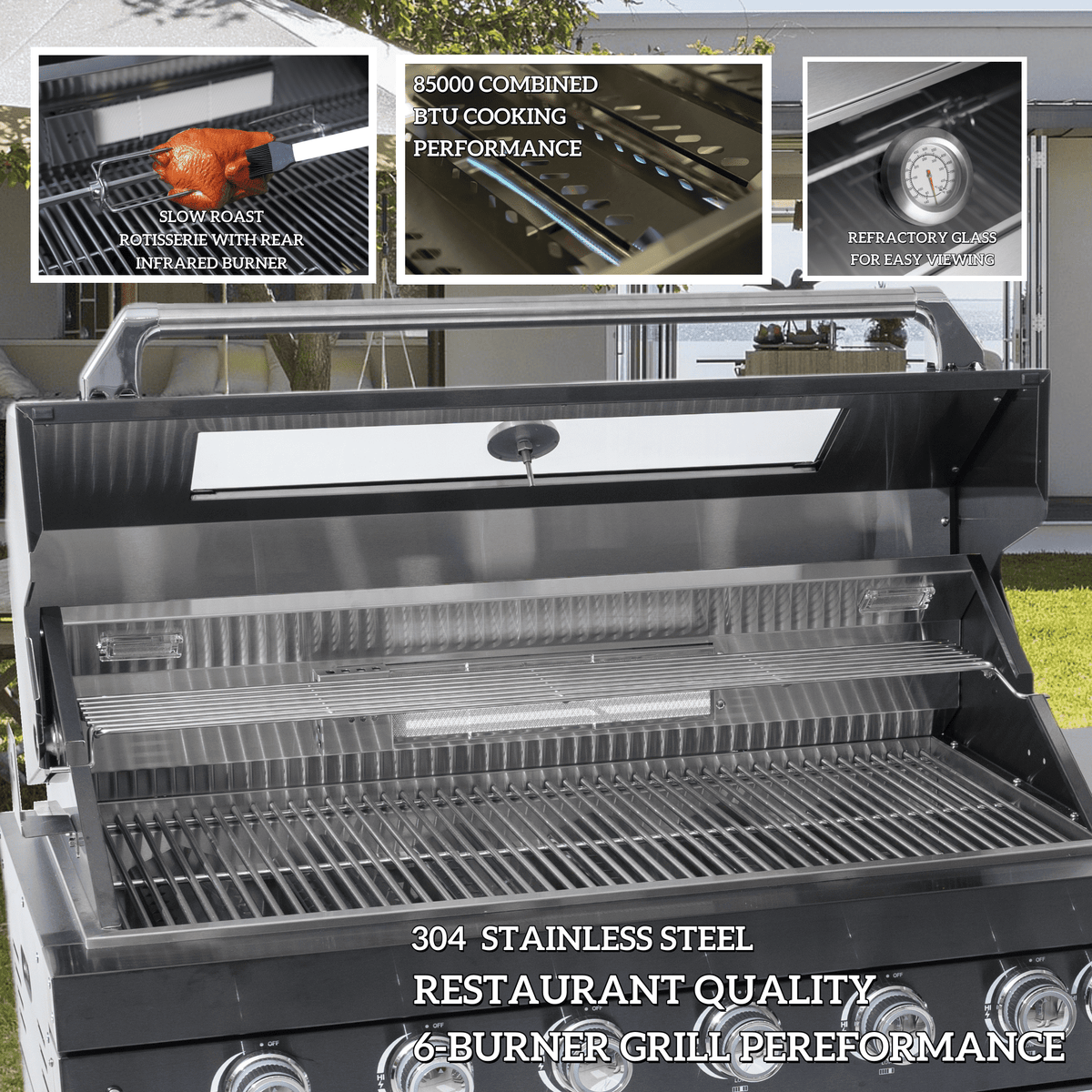 110-Inch Deluxe Stainless Steel Gas Outdoor Kitchen Grill