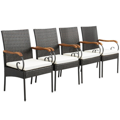 7 Pieces Rattan Patio Dining Set with Umbrella Hole