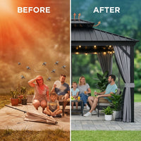 10 Ft. X 10 Ft. Patio Double-Top Hardtop Gazebo Galvanized Steel Roof Aluminum Frame — Before & After