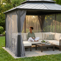 10 Ft. X 10 Ft. Patio Double-Top Hardtop Gazebo Galvanized Steel Roof Aluminum Frame — Lifestyle