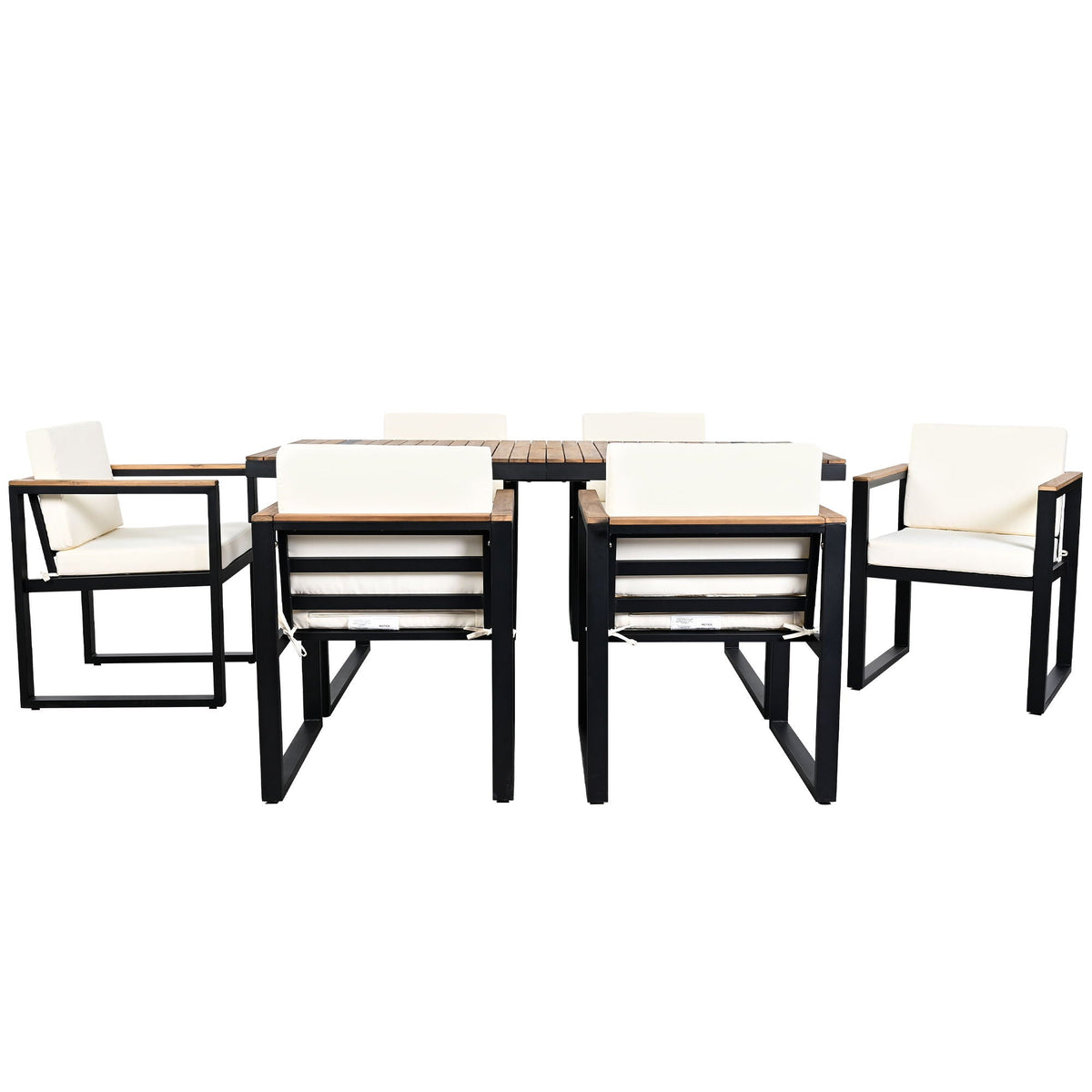 7 Pieces Outdoor Dining Set Patio Dining Table And Chair Set With And Removable Cushions For Patio