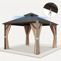 12 X 12 Feet Double-Roof Patio Hardtop Gazebo with Galvanized Steel Roof Netting and Curtains — How It Works