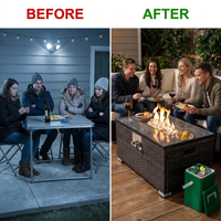 32 In. Propane Fire Pit Table, 40,000 BTU Auto-Ignition Gas Fire Table for outside Patio — Before & After
