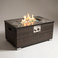 Propane Fire Pit Table Built for Outdoor Gatherings, 32 Inch, 40,000 BTU, Auto-Ignition, Rattan Base
