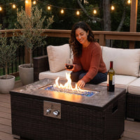 32 In. Propane Fire Pit Table, 40,000 BTU Auto-Ignition Gas Fire Table for outside Patio — Lifestyle