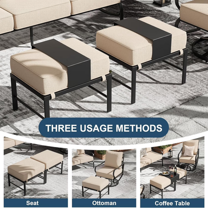 Patio Furniture Set,Metal Patio Furniture Sets,Beige Modern Outdoor Furniture,5 Piece Outdoor Patio Furniture with 5.75" Extra Thick Cushion for Backyard,Garden（Include Waterproof Covers）