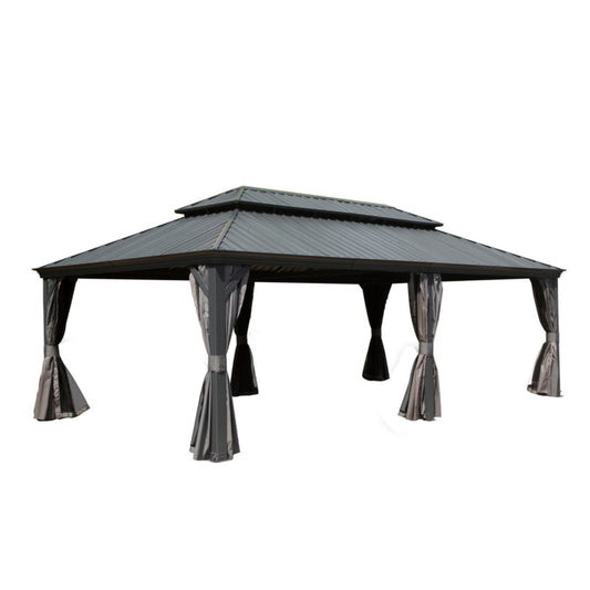 14x24FT Hardtop Gazebo with Galvanized Steel Double Roof