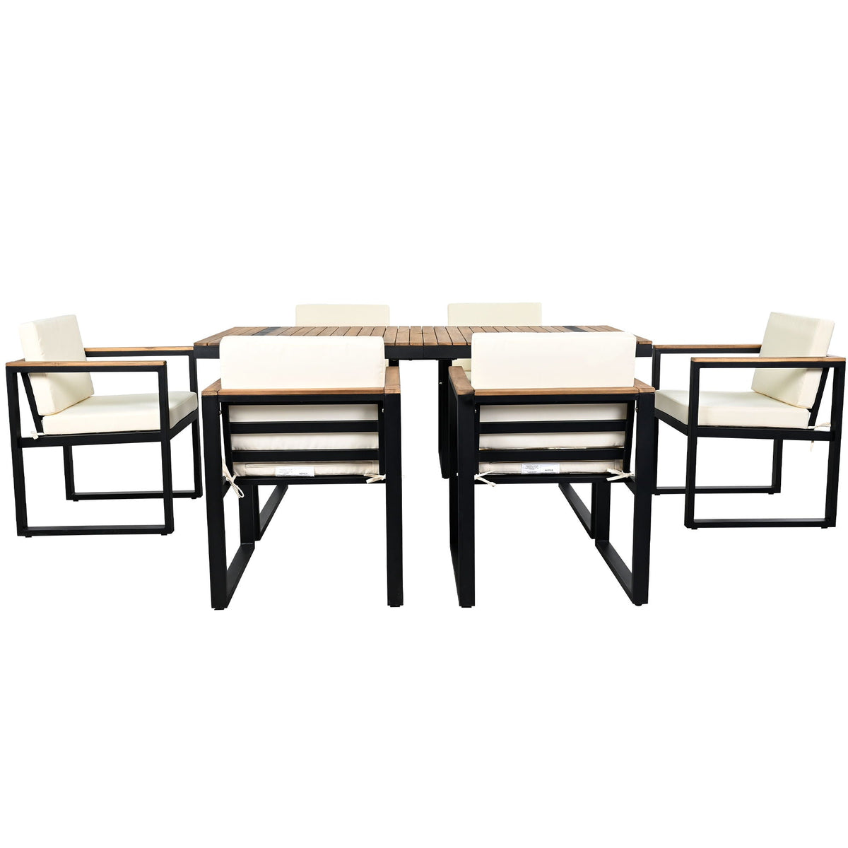 7 Pieces Outdoor Dining Set Patio Dining Table And Chair Set With And Removable Cushions For Patio