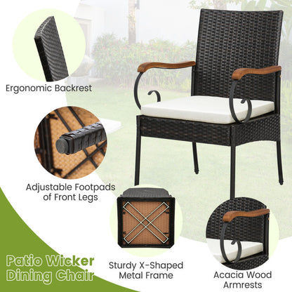7 Pieces Rattan Patio Dining Set with Umbrella Hole