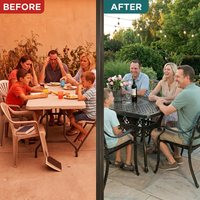 6 - Person Patio Dining Set with Rectangular Table — Before & After