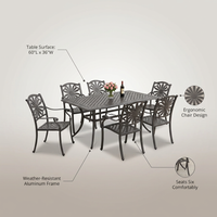 6 - Person Patio Dining Set with Rectangular Table — infographic