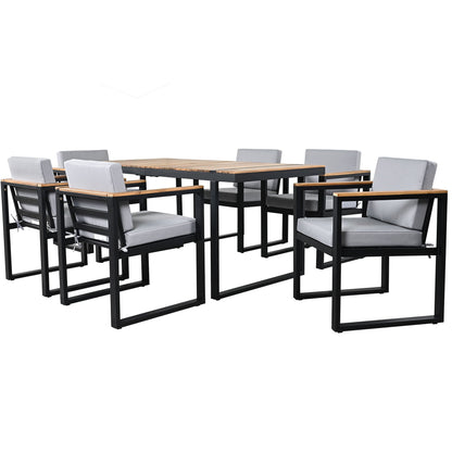 7 Pieces Outdoor Dining Set Patio Dining Table And Chair Set With And Removable Cushions For Patio