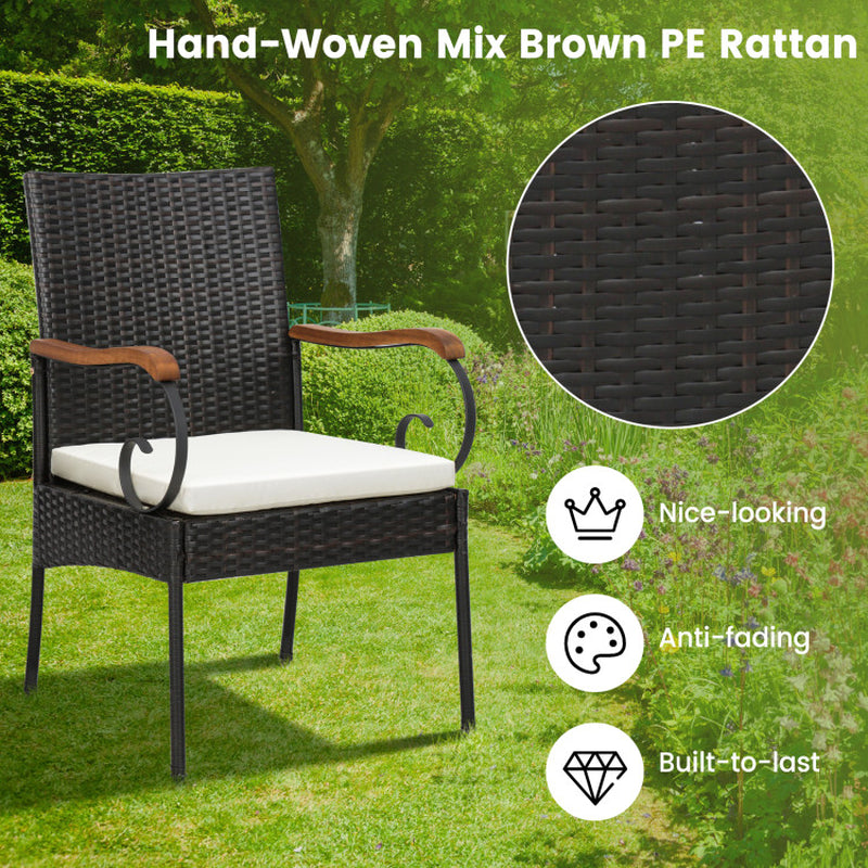 7 Pieces Rattan Patio Dining Set with Umbrella Hole