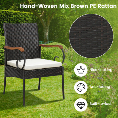 7 Pieces Rattan Patio Dining Set with Umbrella Hole