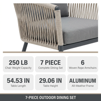 7-Piece Aluminum Outdoor Patio Dining Set with Grey Cushion — Results & Stats