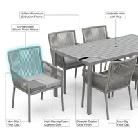 7-Piece Aluminum Outdoor Patio Dining Set with Grey Cushion — How It Works