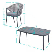 7-Piece Aluminum Outdoor Patio Dining Set with Grey Cushion