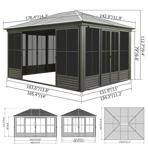 12x14FT Outdoor Sunroom Gazebo