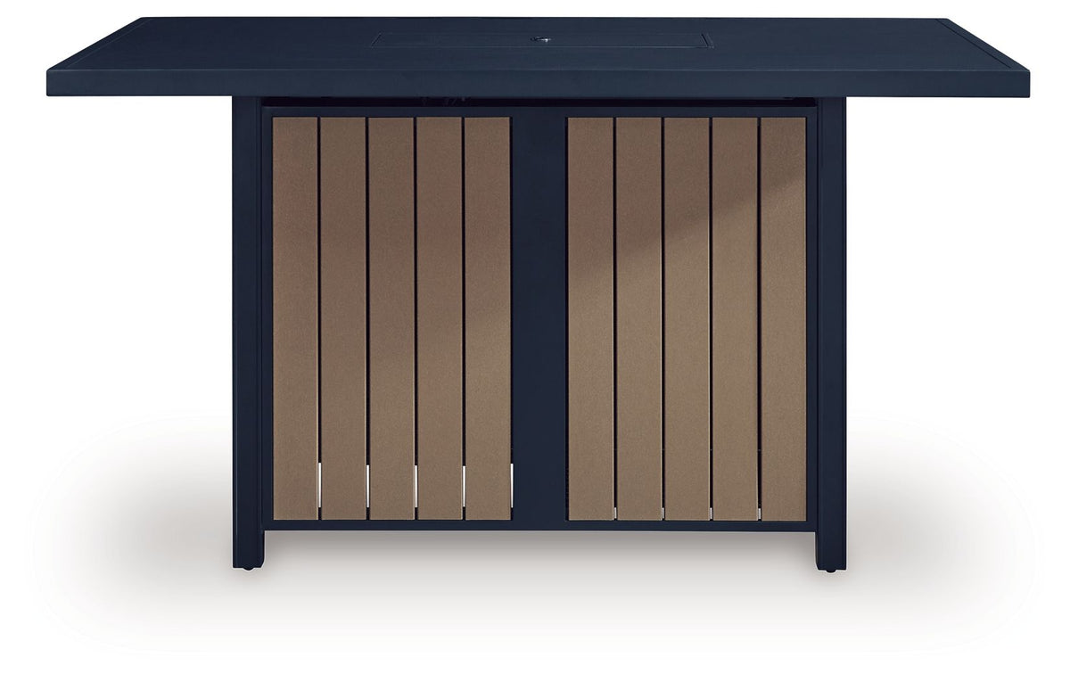 East Beach - Rectangular Bar Table With Fire Pit - Blue