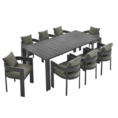 Tahoe 9-Piece Outdoor Patio Aluminum Dining Set by Modway