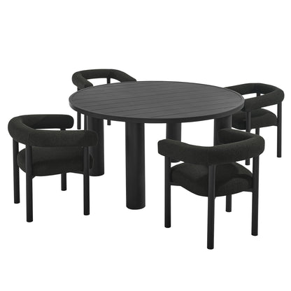 Nautica 5-Piece Round Outdoor Patio Aluminum Dining Table and Chairs Set