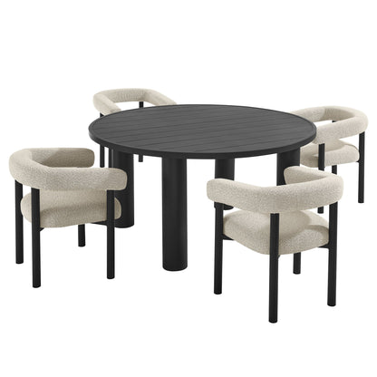 Nautica 5-Piece Round Outdoor Patio Aluminum Dining Table and Chairs Set
