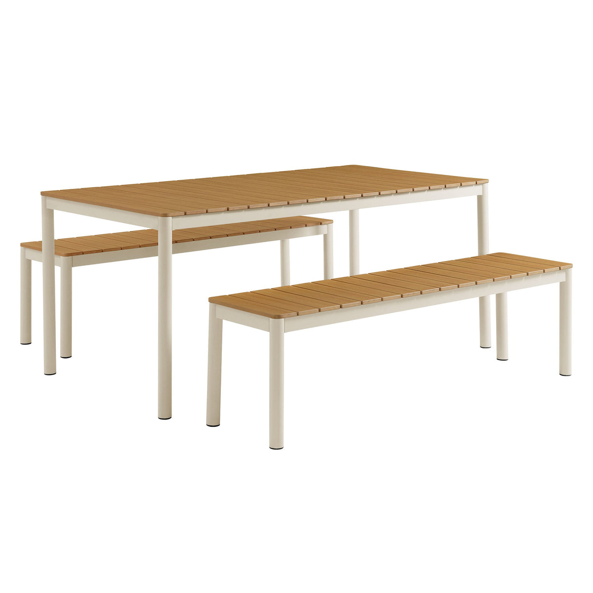 Finn Outdoor Patio Aluminum Faux Wood Dining Set with Benches by Modway