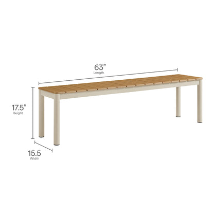 Finn Outdoor Patio Aluminum Faux Wood Dining Set with Benches by Modway