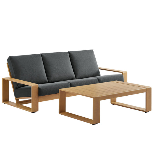 Lirienne 2-Piece Outdoor Patio Aluminum Faux Wood Furniture Set