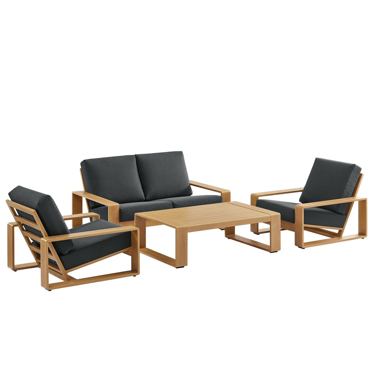 Lirienne 4-Piece Outdoor Patio Aluminum Faux Wood Furniture Set by Modway