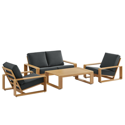 Lirienne 4-Piece Outdoor Patio Aluminum Faux Wood Furniture Set by Modway