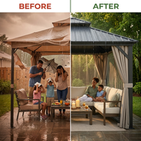 Patio Gazebo Built for All-Weather Use, 10x10 Hardtop, Galvanized Steel Roof, Aluminum Frame — Before & After