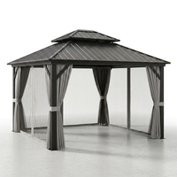 Patio Gazebo Built for All-Weather Use, 10x10 Hardtop, Galvanized Steel Roof, Aluminum Frame — Studio Shot