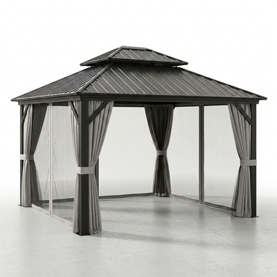 Patio Gazebo Built for All-Weather Use, 10x10 Hardtop, Galvanized Steel Roof, Aluminum Frame