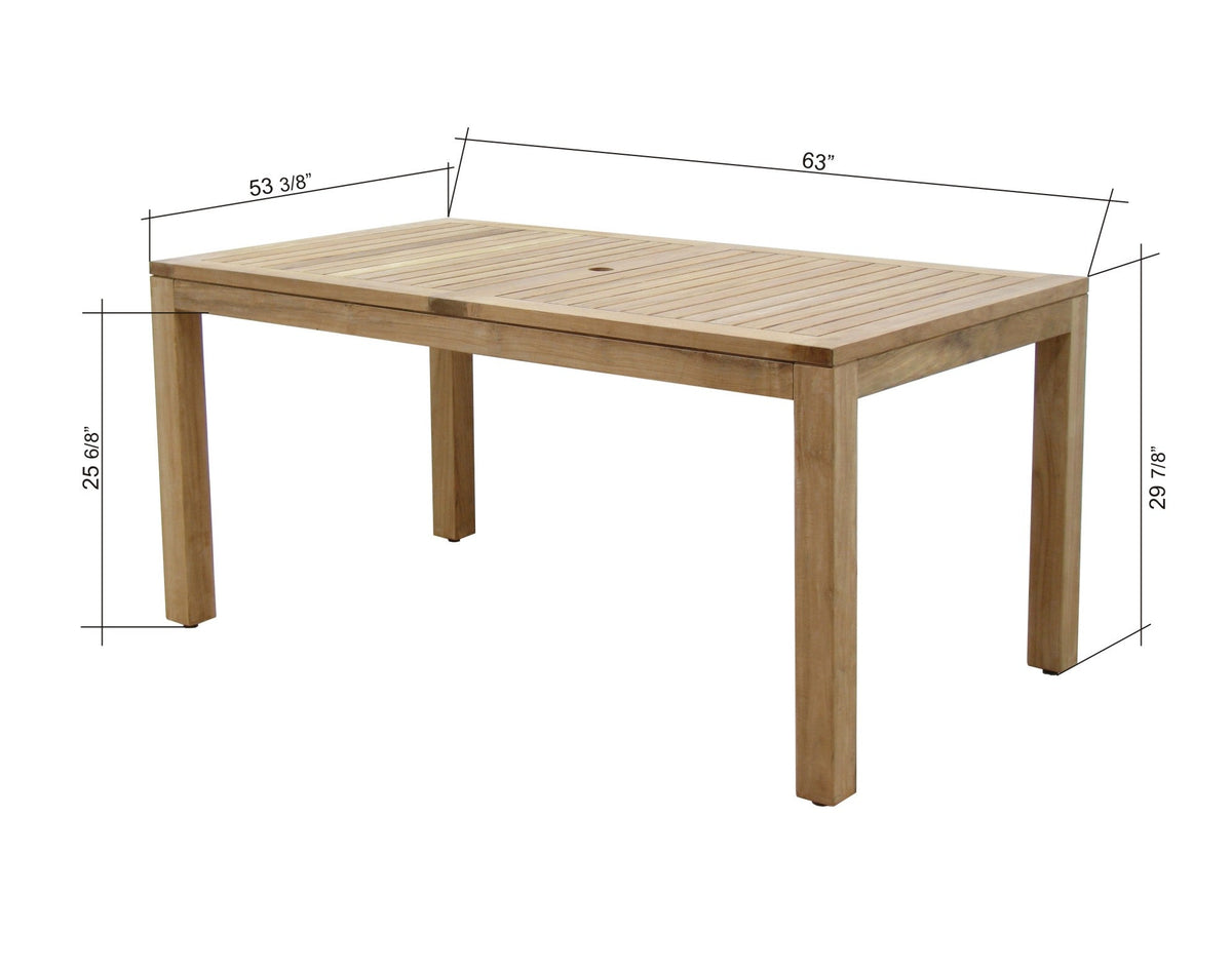 Rinjani Rectangular Table and 4 Vera Stacking Armchair Dining Set