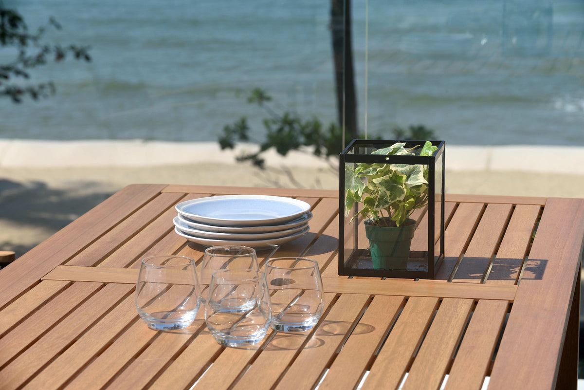 Orlando Wood Table and Manhattan Black Dining Set