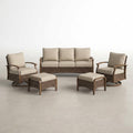 Outdoor Patio Furniture Set Built for Year-Round Entertaining, 5 Pieces, Swivel Rocker Chairs, Fire Pit Table