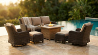 Wicker Patio Furniture Sets,5 Pieces Outdoor Conversation Sets with Swivel Rocker Chairs Sofa and Ottomans for Deck Porch Poolside — Lifestyle