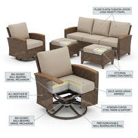Wicker Patio Furniture Sets,5 Pieces Outdoor Conversation Sets with Swivel Rocker Chairs Sofa and Ottomans for Deck Porch Poolside — How It Works