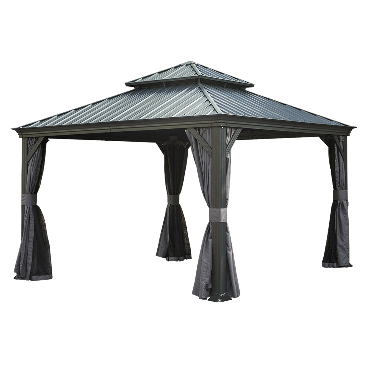 12'x12' Hardtop Gazebo Canopy with Galvanized Steel Double Roof