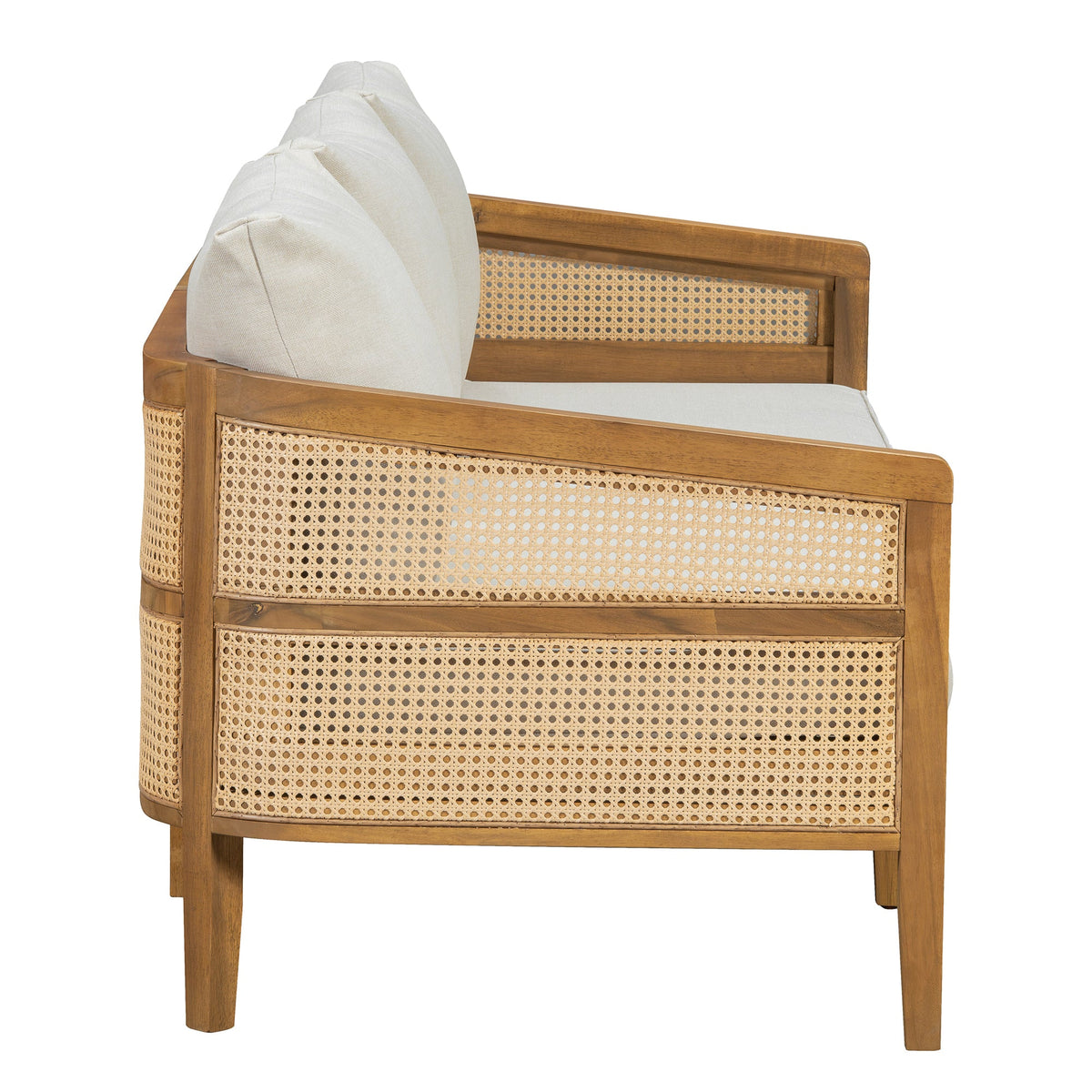 Acacia Wood Patio Furniture Set with Water-Resistant Cushions - Brown/Beige