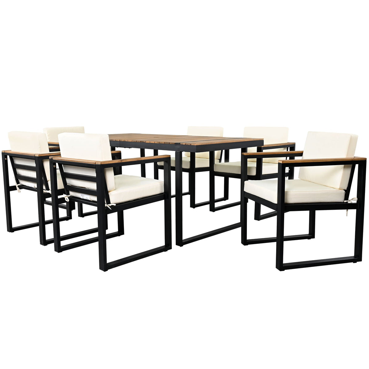 7 Pieces Outdoor Dining Set Patio Dining Table And Chair Set With And Removable Cushions For Patio