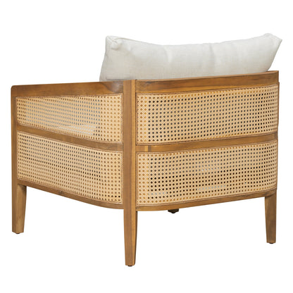 Acacia Wood Patio Furniture Set with Water-Resistant Cushions - Brown/Beige