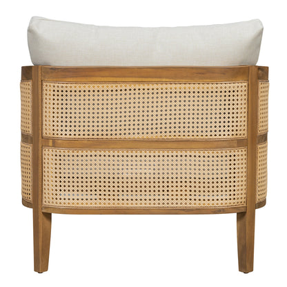 Acacia Wood Patio Furniture Set with Water-Resistant Cushions - Brown/Beige